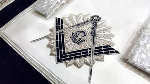 Master Mason Regalia Bullion Rays Embroidered Masonic Apron with Tassels - Navy | Regalia Lodge