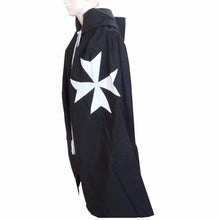 Load image into Gallery viewer, Masonic Knight Malta Cloak Mantle Black with (8 pointed) Maltese Cross | Regalia Lodge
