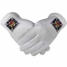 Charger l&#39;image dans la galerie, Masonic Knight Templar KT 100% Cotton Machine Embroidery Emblem Glove (2 Pairs) | Regalia Lodge