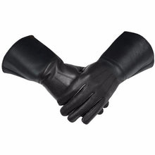 Load image into Gallery viewer, Masonic Piper Drummer Leather Gauntlets/Gloves Black Soft Leather Knight Templar | Regalia Lodge