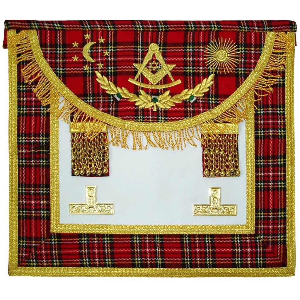 Scottish Rite Master Mason Handmade Embroidery Apron - Striped Red | Regalia Lodge