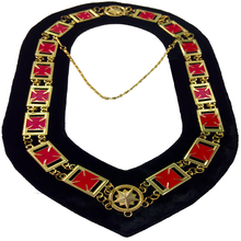 Carica l&#39;immagine nel visualizzatore di Gallery, Knights Templar Chain Collar - Masonic Chain Collar - Gold on Black | Regalia Lodge