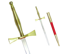 Afbeelding in Gallery-weergave laden, Masonic Dagger with Gold Hilt and Red Scabbard + Free Case | Regalia Lodge