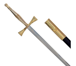 Masonic Sword with Gold Hilt and Black Scabbard 35 3/4" + Free Case | Regalia Lodge