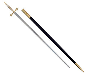 Masonic Sword with Gold Hilt and Black Scabbard 35 3/4" + Free Case | Regalia Lodge