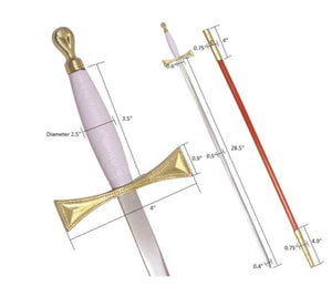 Masonic Sword with White Gold Hilt and Red Scabbard 35 3/4" + Free Case | Regalia Lodge