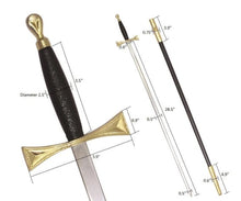 Carica l&#39;immagine nel visualizzatore di Gallery, Masonic Sword with Black Gold Hilt and Black Scabbard 35 3/4&quot; + Free Case | Regalia Lodge