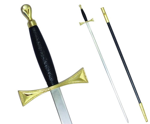Masonic Sword with Black Gold Hilt and Black Scabbard 35 3/4