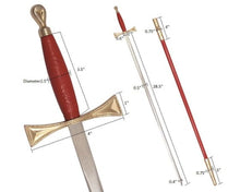 Charger l&#39;image dans la galerie, Masonic Sword with Red Gold Hilt and Red Scabbard 35 3/4&quot; + Free Case | Regalia Lodge