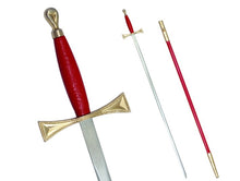 Afbeelding in Gallery-weergave laden, Masonic Sword with Red Gold Hilt and Red Scabbard 35 3/4&quot; + Free Case | Regalia Lodge