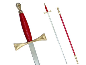 Masonic Sword with Red Gold Hilt and Red Scabbard 35 3/4" + Free Case | Regalia Lodge