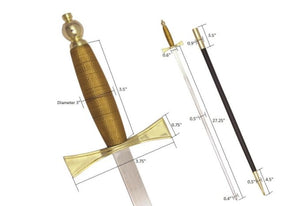 Masonic Sword with Brown Gold Hilt and Black Scabbard 35 3/4" + Free Case | Regalia Lodge