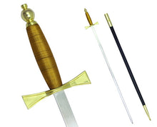 Load image into Gallery viewer, Masonic Sword with Brown Gold Hilt and Black Scabbard 35 3/4&quot; + Free Case | Regalia Lodge