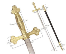 Load image into Gallery viewer, Masonic Ceremonial Sword Square Compass Gold Hilt + Free Case | Regalia Lodge
