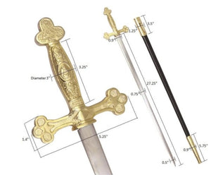 Masonic Ceremonial Sword Square Compass Gold Hilt + Free Case | Regalia Lodge