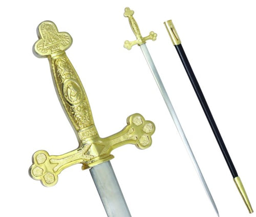 Masonic Ceremonial Sword Square Compass Gold Hilt + Free Case | Regalia Lodge