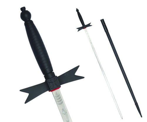 Masonic Knights Templar Sword with Black Hilt and Black Scabbard 35 3/4