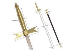 Charger l&#39;image dans la galerie, Masonic Knights Templar Sword with Gold Hilt and Black Scabbard 35 3/4&quot; + Free Case | Regalia Lodge