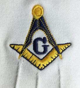 Masonic Gloves Yellow Square compass with G Machine Embroidery (2 Pairs) | Regalia Lodge