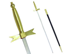 Load image into Gallery viewer, Masonic Knights Templar Sword with Gold Hilt and Black Scabbard 35 3/4&quot; + Free Case | Regalia Lodge