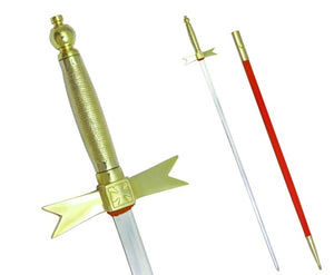 Masonic Knights Templar Sword with Gold Hilt and Red Scabbard 35 3/4" + Free Case | Regalia Lodge