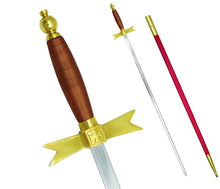 画像をギャラリービューアに読み込む, Masonic Knights Templar Sword with Brown Hilt and Red Scabbard 35 3/4&quot; + Free Case | Regalia Lodge
