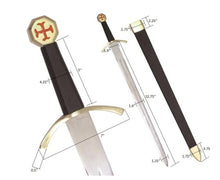 Carica l&#39;immagine nel visualizzatore di Gallery, Masonic Knights Templar Cross Sword Black Hilt and Black Scabbard 35 3/4&quot; + Free Case | Regalia Lodge