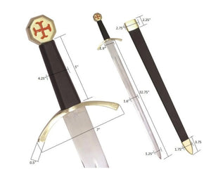 Masonic Knights Templar Cross Sword Black Hilt and Black Scabbard 35 3/4" + Free Case | Regalia Lodge