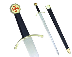 Masonic Knights Templar Cross Sword Black Hilt and Black Scabbard 35 3/4" + Free Case | Regalia Lodge
