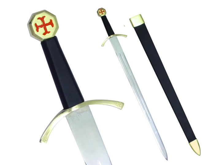 Masonic Knights Templar Cross Sword Black Hilt and Black Scabbard 35 3/4