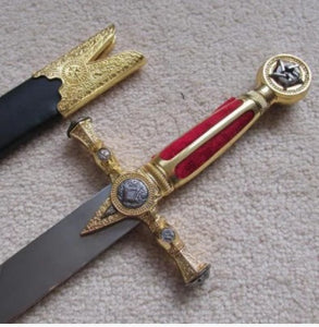 Square Compass Gold Masonic Ceremonial Sword Knife W/ Sheath 25.3" | Regalia Lodge