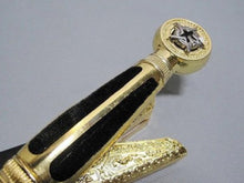 Load image into Gallery viewer, Square Compass Gold Masonic Masonic Sword Knife W/ Scabbard Gold 25.3&quot; | Regalia Lodge