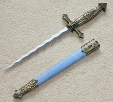 画像をギャラリービューアに読み込む, Square Compass Masonic Sword Knife Snake Flaming Blade Blue 13.6&quot; | Regalia Lodge