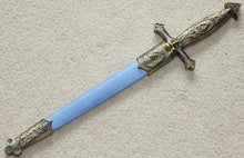 Afbeelding in Gallery-weergave laden, Square Compass Masonic Sword Knife Snake Flaming Blade Blue 13.6&quot; | Regalia Lodge