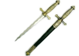 Square Compass Brass Masonic Sword Knife Snake Flaming Blade / Black Scabbard 15.5" | Regalia Lodge