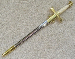 Gold Masonic Sable Fornitura Knob Ceremony Sword Knife W/ Scabbard Stand 12" | Regalia Lodge