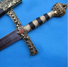 Afbeelding in Gallery-weergave laden, Mio Cid Anointed Knights Templar Golden Sword Scabbard Totem Engraving 49&quot; | Regalia Lodge