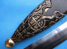 Load image into Gallery viewer, Mio Cid Anointed Knights Templar Golden Sword Scabbard Totem Engraving 49&quot; | Regalia Lodge