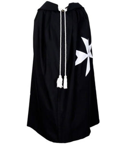 Masonic Knight Malta Cloak Mantle Black with (8 pointed) Maltese Cross | Regalia Lodge