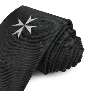 Masonic Knight Malta Silk Tie with (8 pointed) Malta Cross Logo | Regalia Lodge