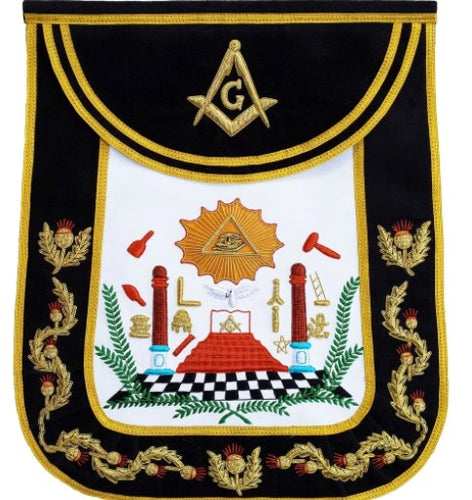 Masonic Traditional Master Mason Round Apron Bullion Hand Embroidered | Regalia Lodge