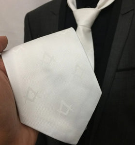 Masonic Masons Silk Tie with self print Square Compass White | Regalia Lodge