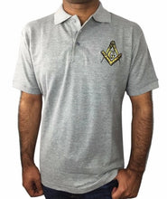 Cargar imagen en el visor de la galería, Classic Polo Shirt with Embroidered Square Compass &amp; G [Multiple Colors] | Regalia Lodge