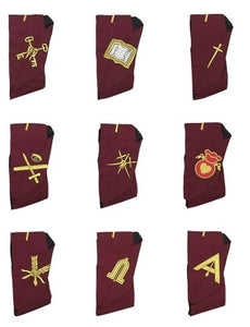 Masonic Blue Lodge 14th Degree Collars- Set of 9 collars Machine Embroidered | Regalia Lodge