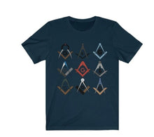 Cargar imagen en el visor de la galería, Square &amp; Compass Symbols Masonic T-Shirt | Regalia Lodge