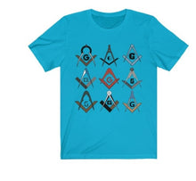 Cargar imagen en el visor de la galería, Square &amp; Compass Symbols Masonic T-Shirt | Regalia Lodge