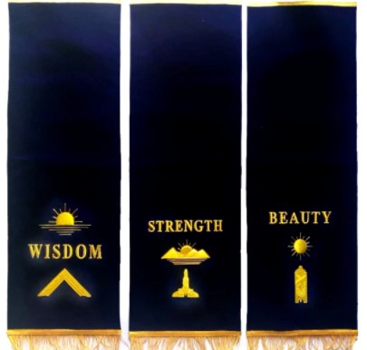 Masonic Blue Lodge Pedestal Covers - Set Of Three Hand Embroidered | Regalia Lodge