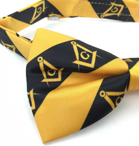 High Quality 100% Silk Masonic Bow Tie Yellow and Black | Regalia Lodge