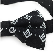 Load image into Gallery viewer, Masonic Regalia 100% Silk woven Bow Tie with Square Compass &amp; G Black | Regalia Lodge