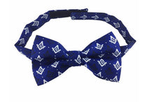 Cargar imagen en el visor de la galería, Masonic Regalia 100% Silk woven Bow Tie with Square Compass &amp; G Blue | Regalia Lodge